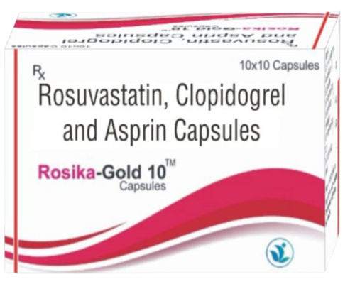 Rosika-Gold 10 capsules — Rosuvastatin, Clopidogrel and Aspirin