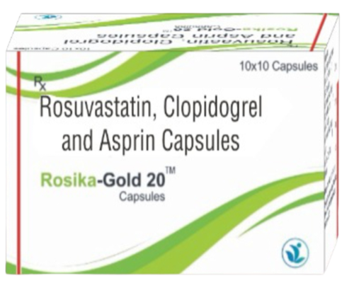 Rosika-Gold 20 capsules — Rosuvastatin, Clopidogrel and Aspirin